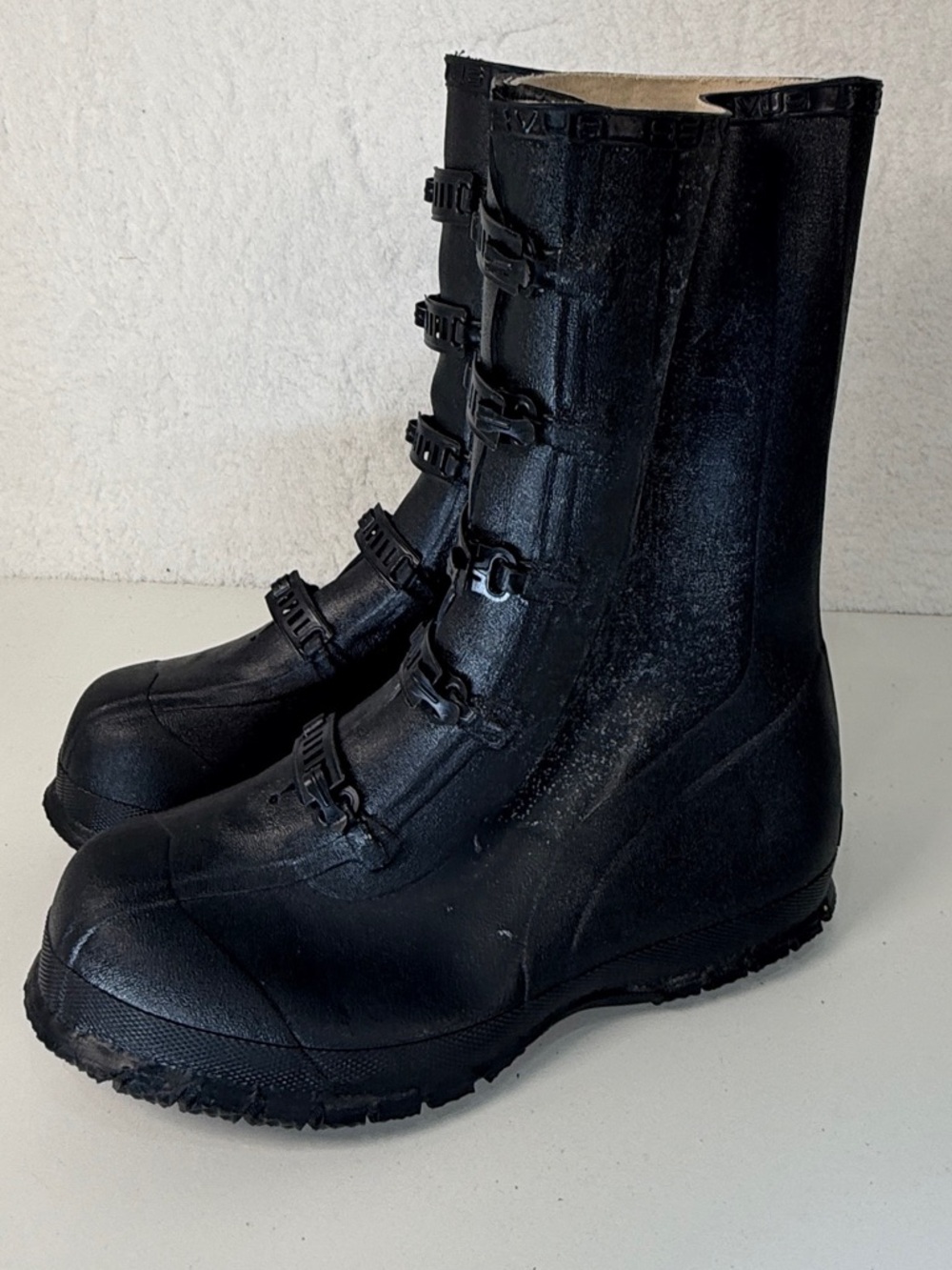 Servus Rubber Work Boots Mens 10 Black Waterproof Buckle Rain Boots